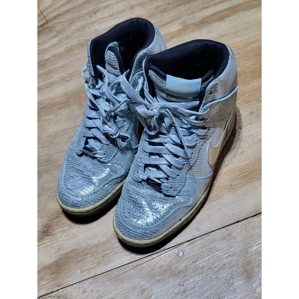 Nike Dunk Sky Hi Qs Disco Ball Hidden Wedge Heel High Silver Womens 5.5